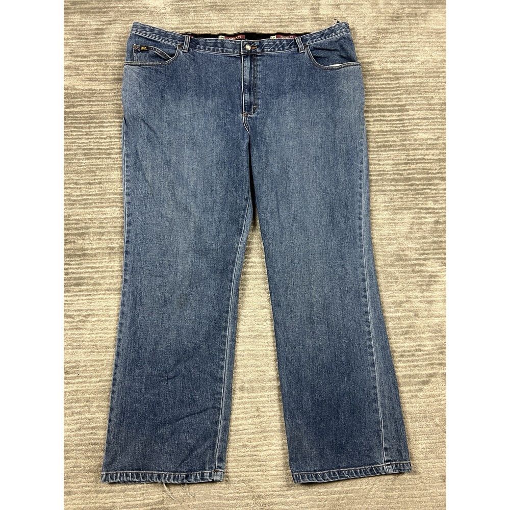 Lee Jeans Mens 48x32 Blue Dark Wash Custom Fit Waistband Denim Straight‎ Leg